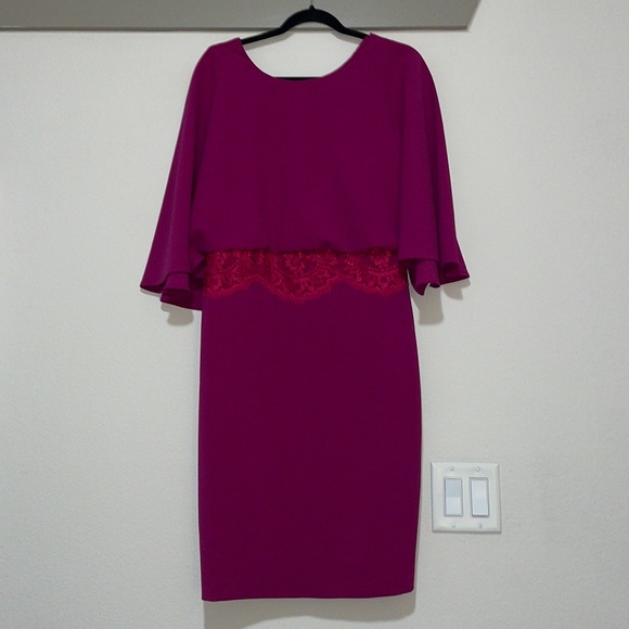 Badgley Mischka Dresses & Skirts - Badgley Mischka Collection Fuchsia Lace Cocktail Dress SZ 8 EUC